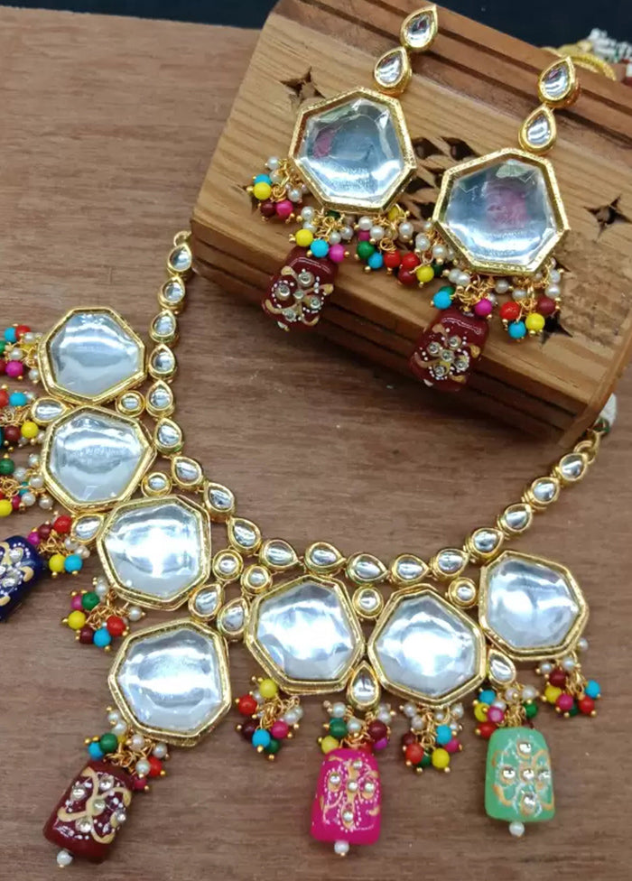 Multicolor Polki Kundan Choker Set - Indian Silk House Agencies