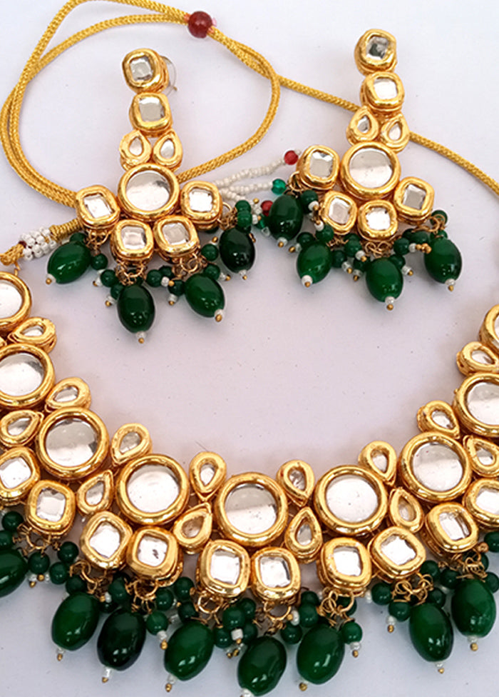 Kundan Studded Green Jewellery Set - Indian Silk House Agencies
