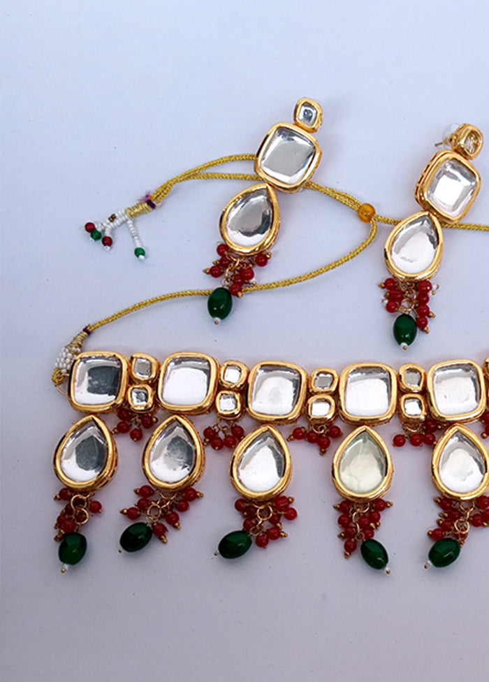 Kundan Studded Green Jewellery Set - Indian Silk House Agencies