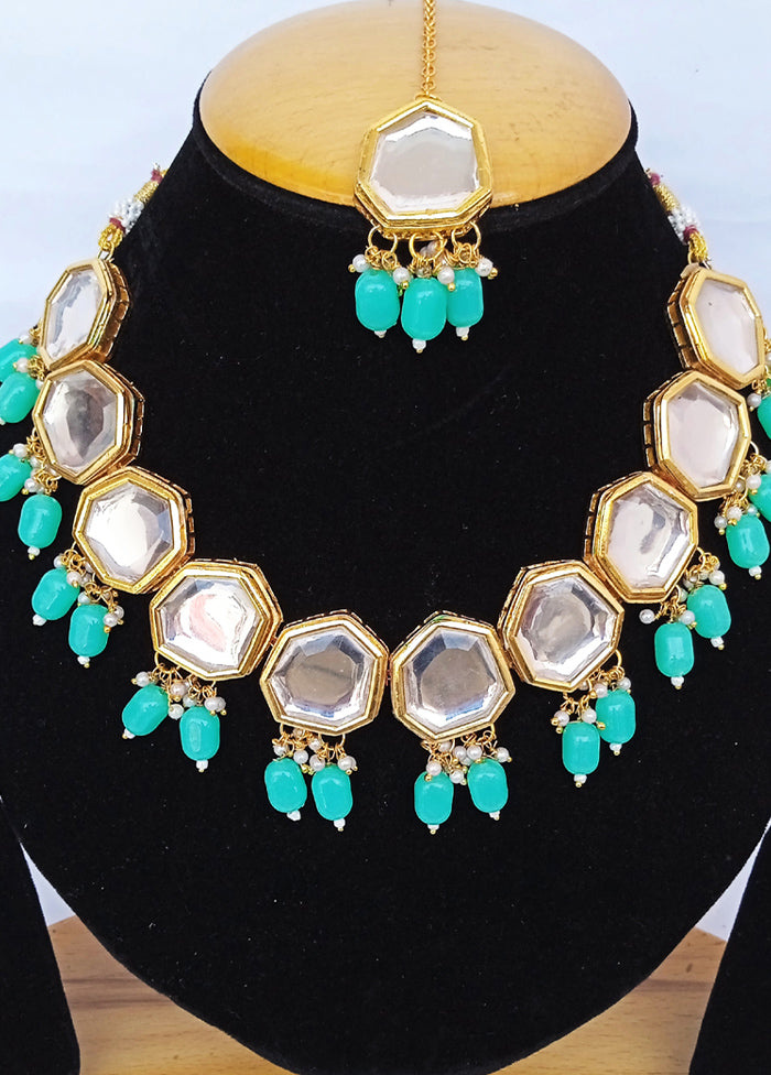 Golden Kundan Alloy Wedding Bridal Necklace Set - Indian Silk House Agencies