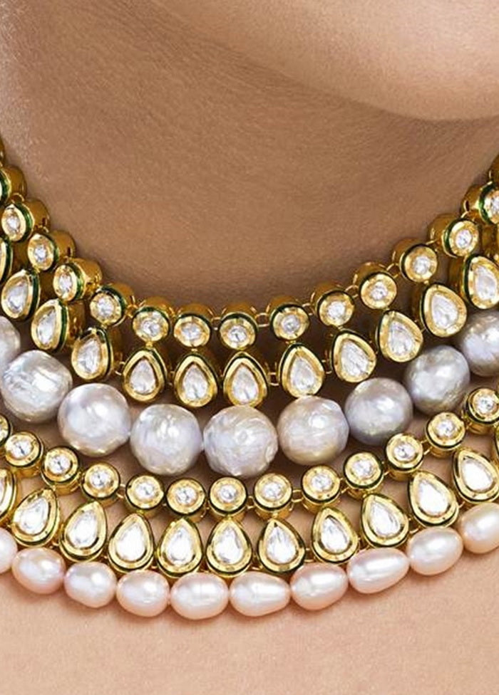 Hand Crafted Base Metal Alloy Gold Plated Kundan Stone Studded Jewellery Sets - Indian Silk House Agencies