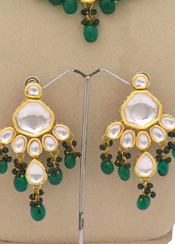 Emerald Green Kundan Jewellery Set With Mangtika - Indian Silk House Agencies