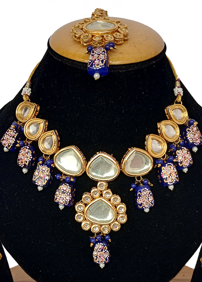 Blue Kundan Jewellery Set With Mangtika - Indian Silk House Agencies