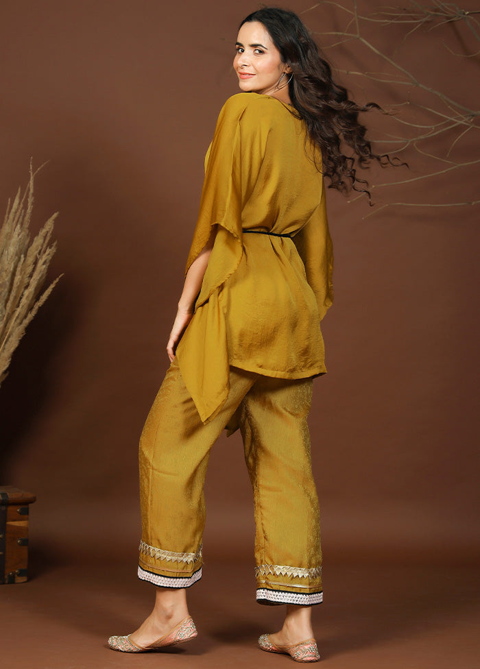2 Pc Golden Readymade Silk Kaftan Set - Indian Silk House Agencies