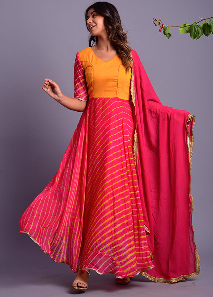 2 Pc Pink Georgette Anarkali With Dupatta VDRAN100040823 - Indian Silk House Agencies