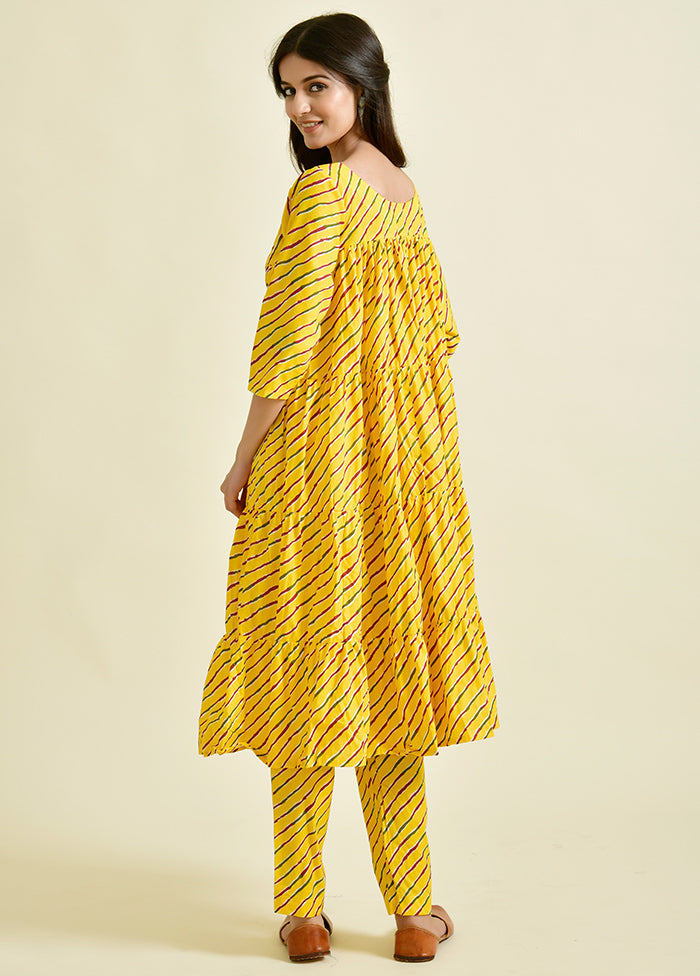 2 Pc Yellow Cotton Kurti Set VDRAN1412250 - Indian Silk House Agencies