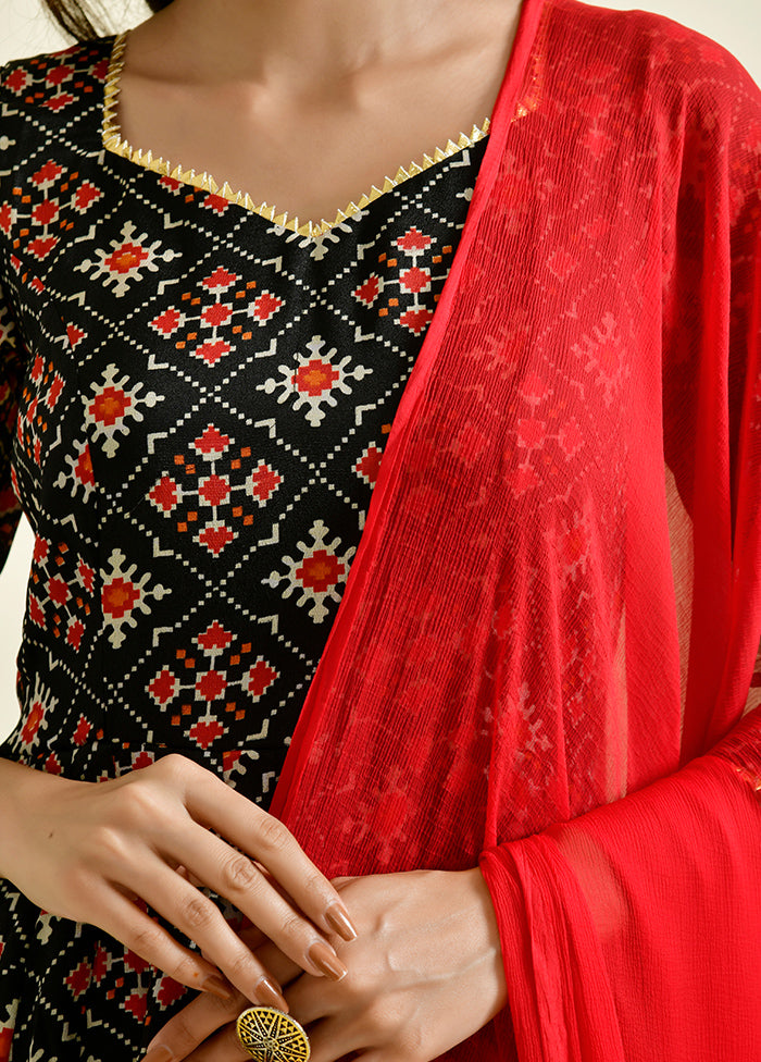 2 Pc Black Bandhani Cotton Kurti Set VDRAN1412256 - Indian Silk House Agencies