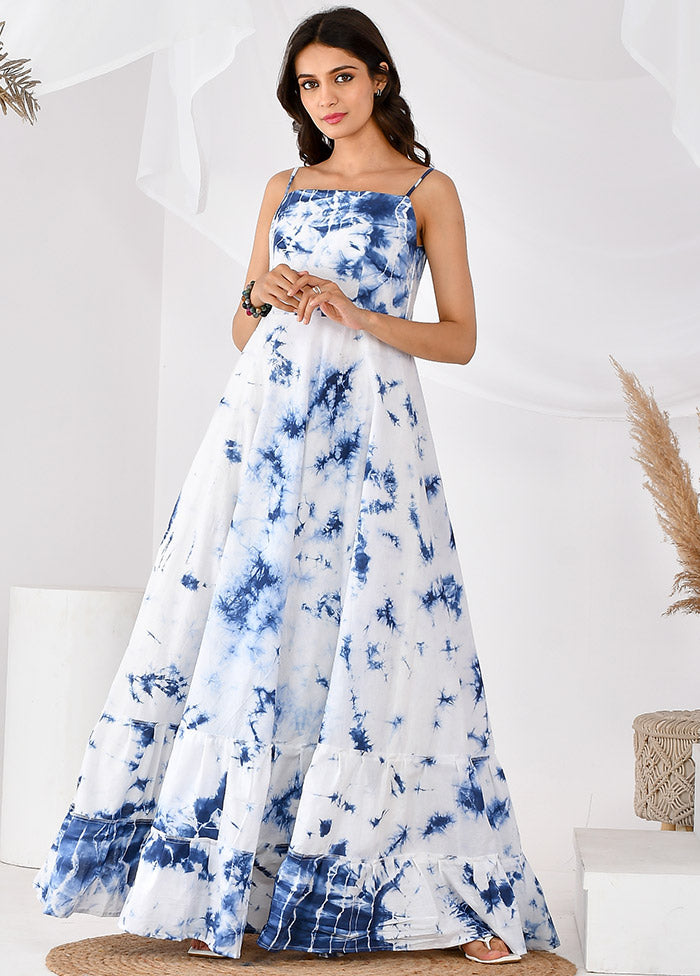 White Sleeveless Cotton Ombre Maxi Dress White Sleeveless Cotton Ombre Maxi Dress