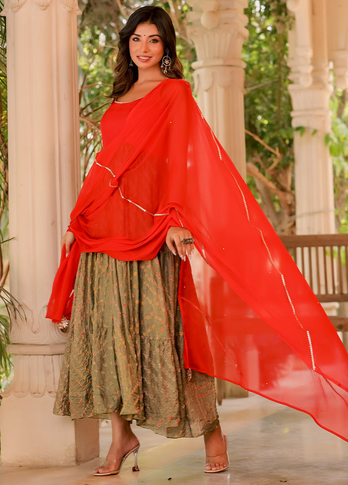 fitted lace wedding dress Red Pure Silk Indian Dress With Dupatta