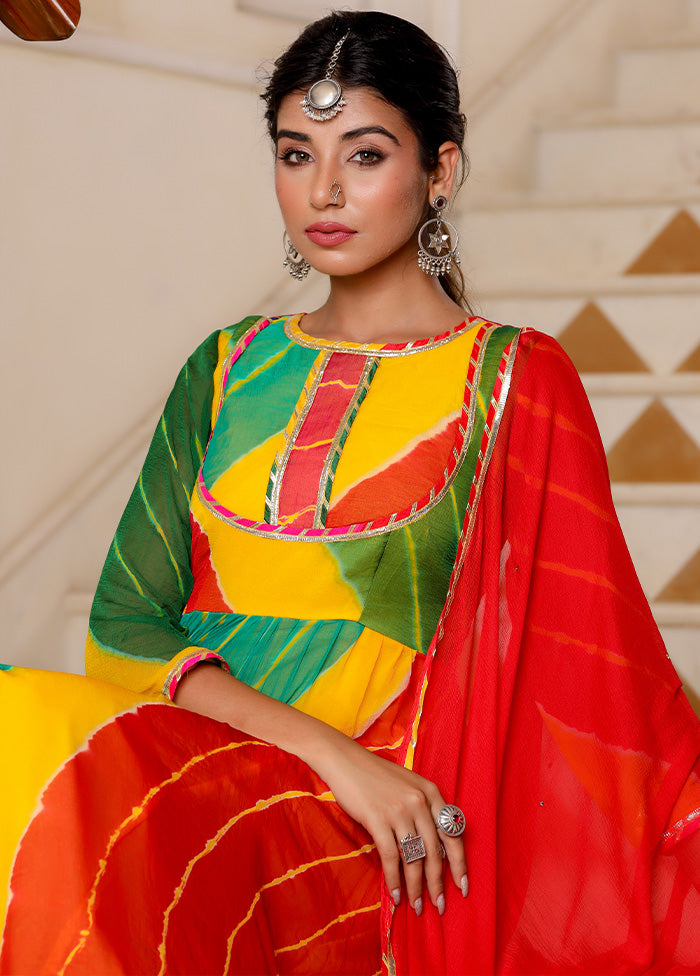 Multicolor Pure Georgette Indian Dress With Dupatta - Indian Silk House Agencies