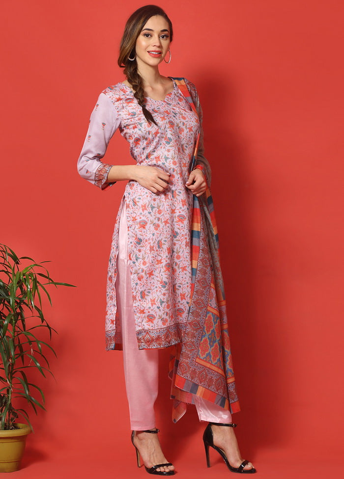 3 Pc Mauve Cotton Floral Print Unstitched Salwar Suit VDSL07122026 - Indian Silk House Agencies