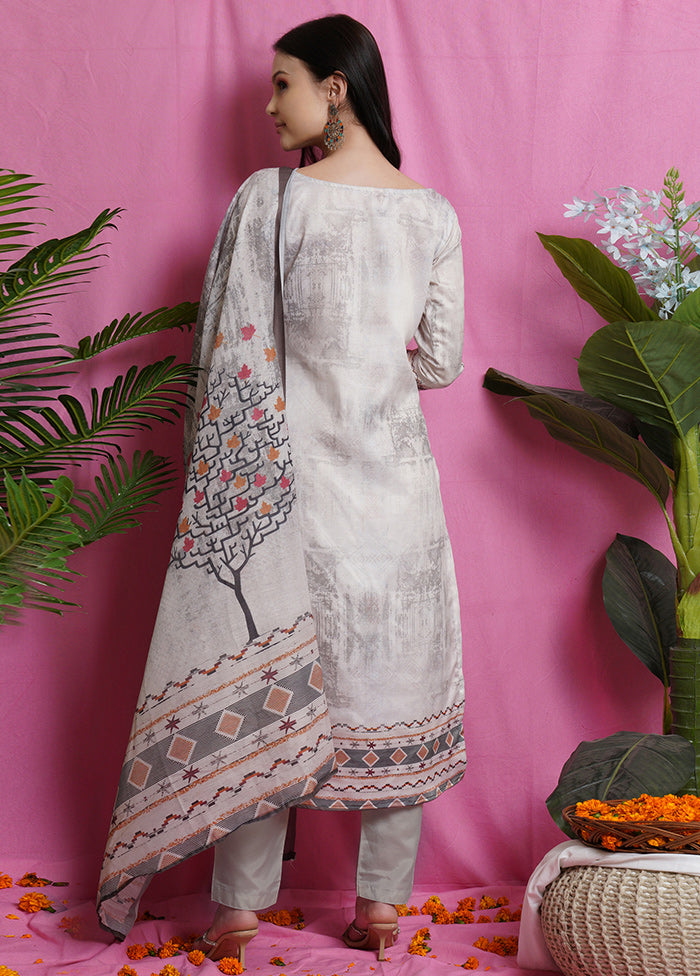3 Pc Unstiched Beige Salwar Suit Set With Dupatta VDSL0110622 - Indian Silk House Agencies