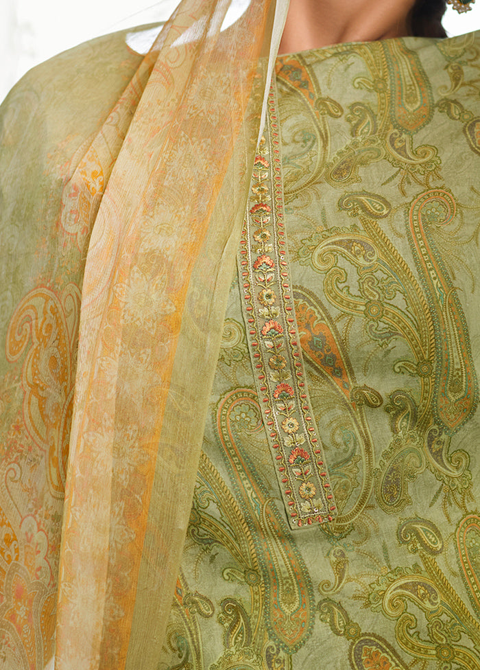 3 Pc Green Unstitched Suit Set With Dupatta VDSL0201236 - Indian Silk House Agencies