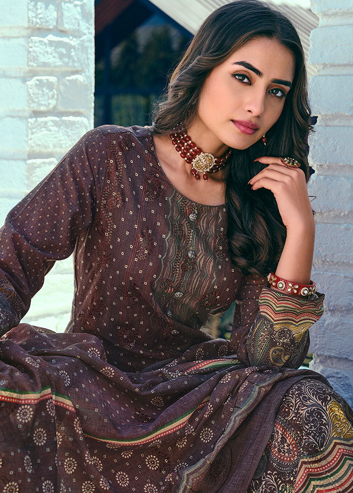 3 Pc Purple Unstitched Suit Set With Dupatta VDSL1002239 - Indian Silk House Agencies