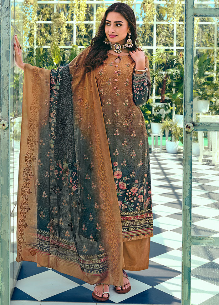3 Pc Multicolor Unstitched Suit Set With Dupatta VDSL1002243 - Indian Silk House Agencies