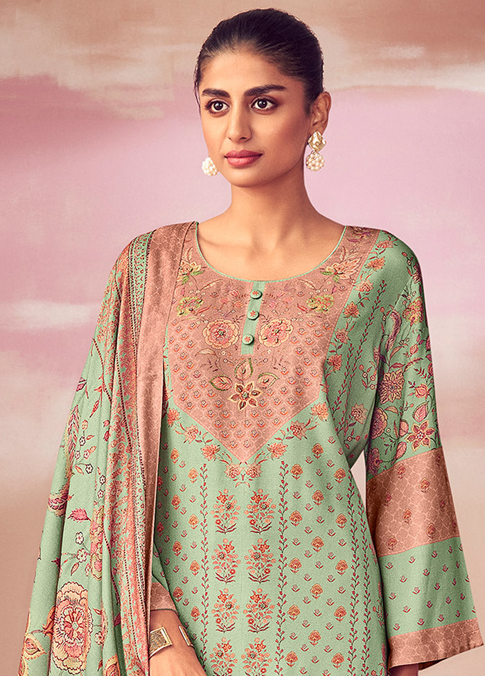 3 Pc Green Unstitched Cotton Suit Set VDSL0903234 - Indian Silk House Agencies