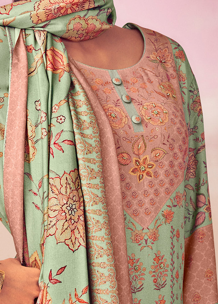 3 Pc Green Unstitched Cotton Suit Set VDSL0903234 - Indian Silk House Agencies