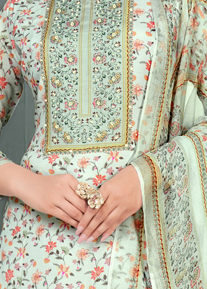 3 Pc Sky Blue Unstitched Cotton Suit Set VDSL25052028 - Indian Silk House Agencies