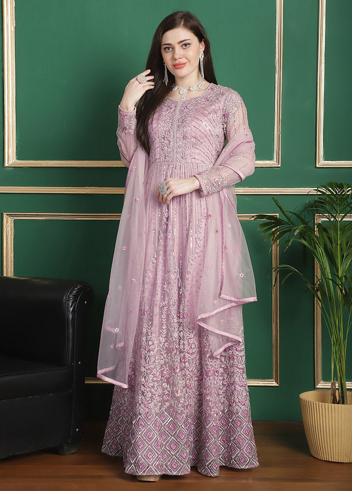 Pink Semi Stitched Net Indian Dress Pink Semi Stitched Net Indian Dress
