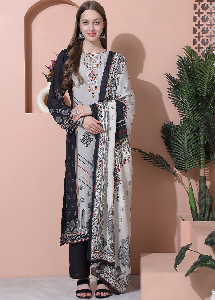 3 Pc Multicolor Semi Stitched Silk Suit Set - Indian Silk House Agencies