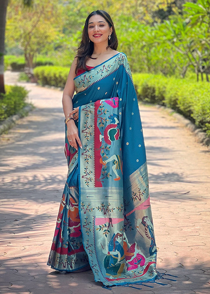 Multicolor Spun Silk Saree With Blouse Piece