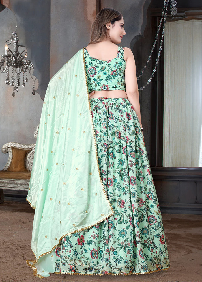 3 Pc Multicolor Net Semi Stitched Lehenga Set - Indian Silk House Agencies