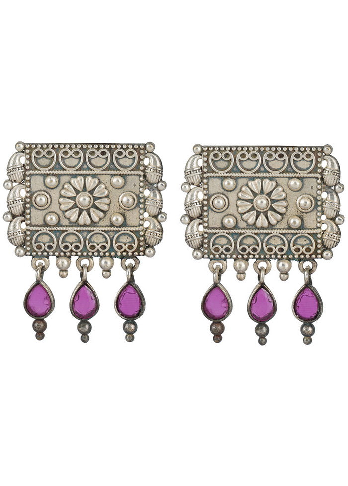 Silver Tone Brass Earrings - Indian Silk House Agencies