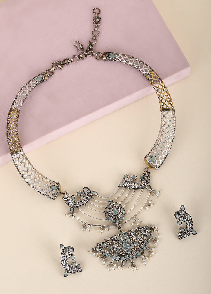 Multicolor Brass Necklace And Earring Set - Indian Silk House Agencies