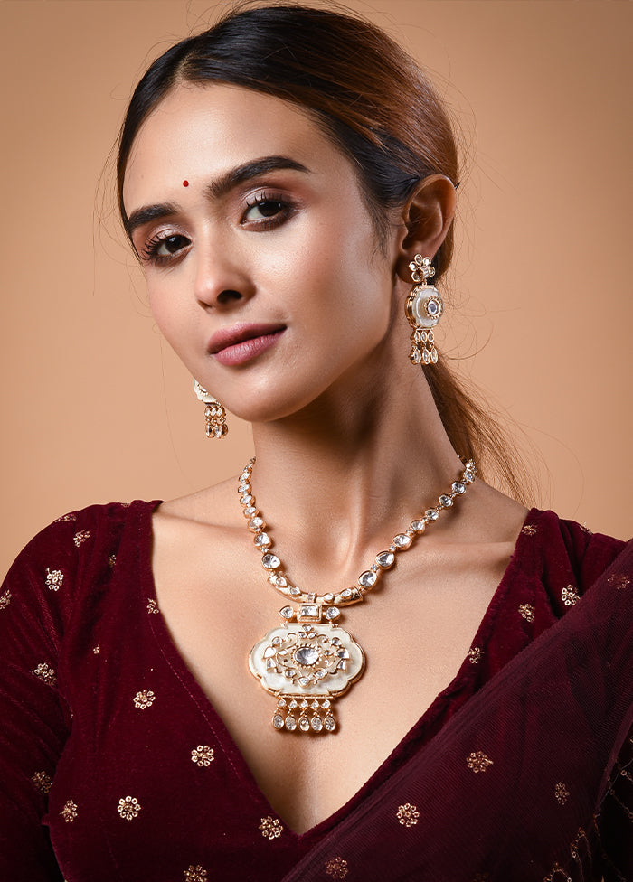 Mother Of Pearl Gold Plated With Push Back Earrings - Indian Silk House Agencies