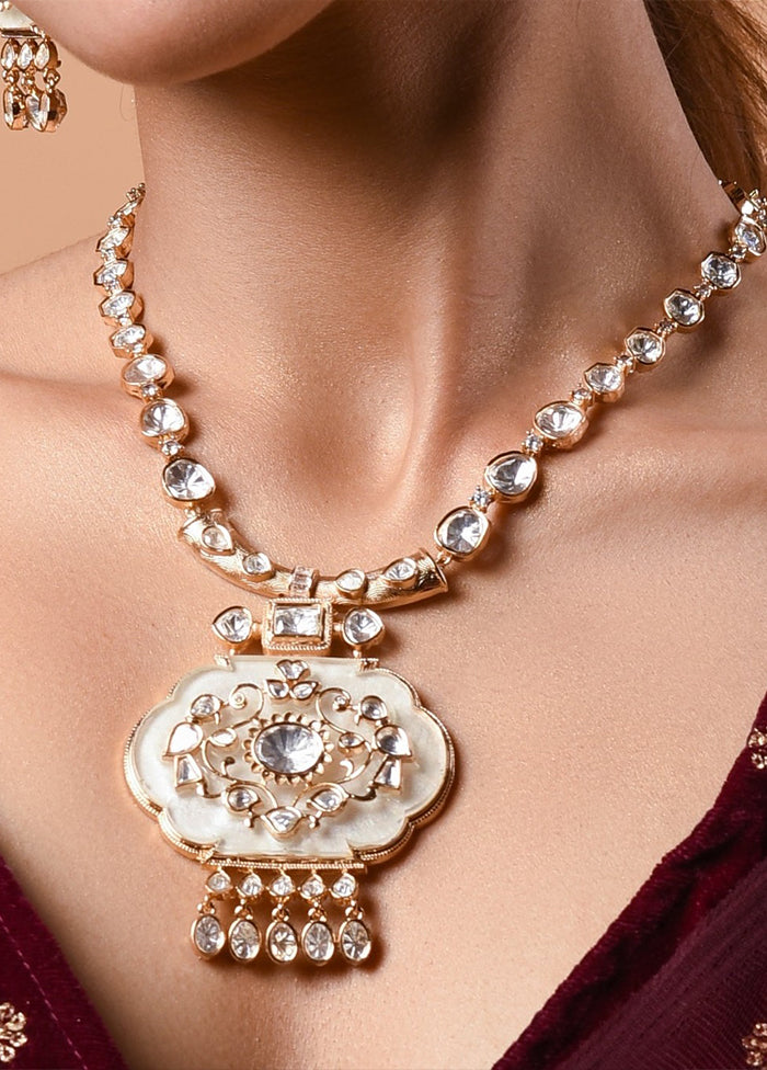 Mother Of Pearl Gold Plated With Push Back Earrings - Indian Silk House Agencies