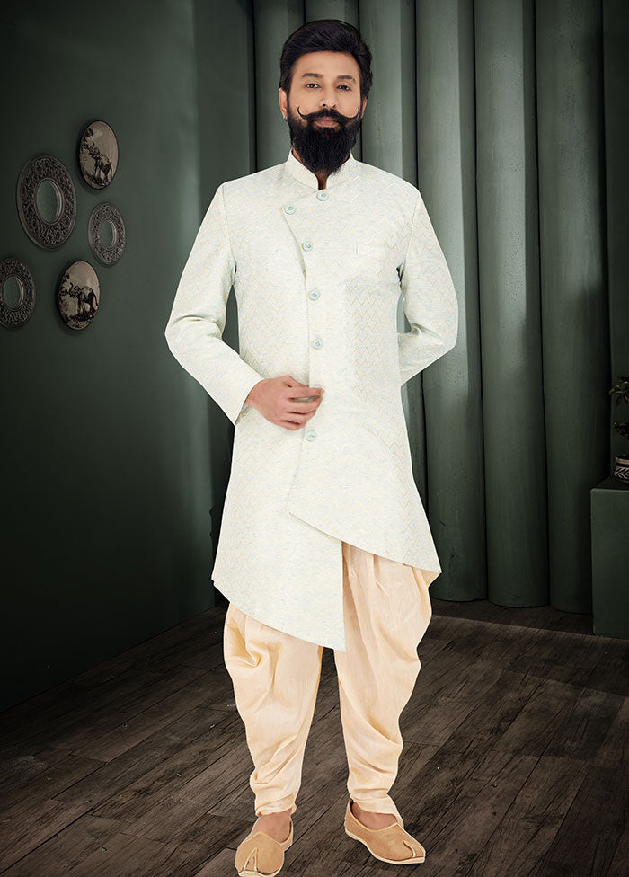 2 Pc Sky Blue Cotton Kurta And Pajama Set - Indian Silk House Agencies