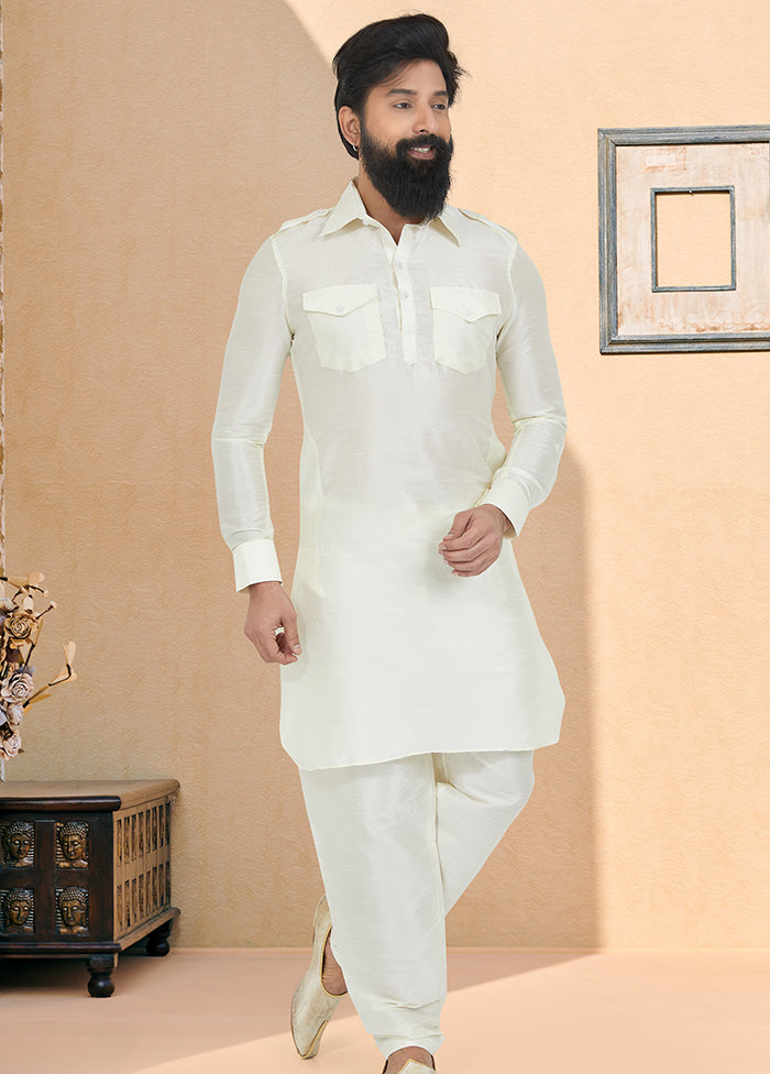 2 Pc Multicolor Dupion Silk Kurta Pajama Set - Indian Silk House Agencies