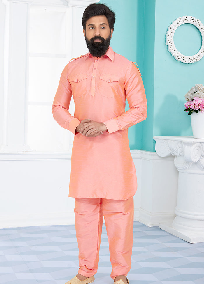 2 Pc Multicolor Dupion Silk Kurta Pajama Set - Indian Silk House Agencies