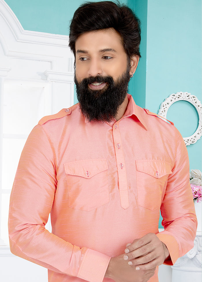 2 Pc Multicolor Dupion Silk Kurta Pajama Set - Indian Silk House Agencies