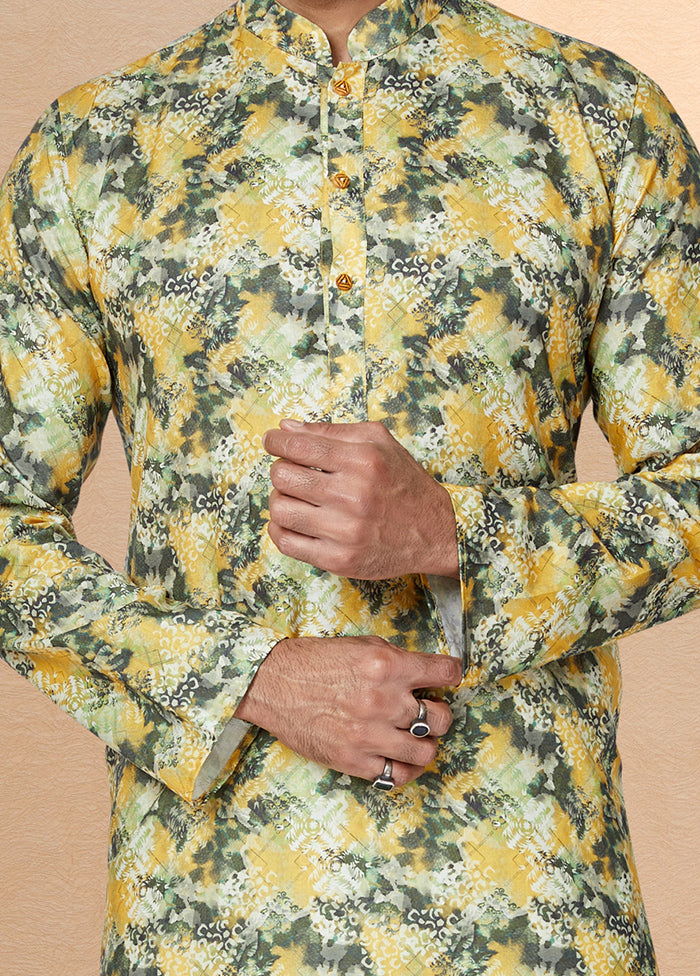 2 Pc Green Cotton Kurta And Pajama Set - Indian Silk House Agencies
