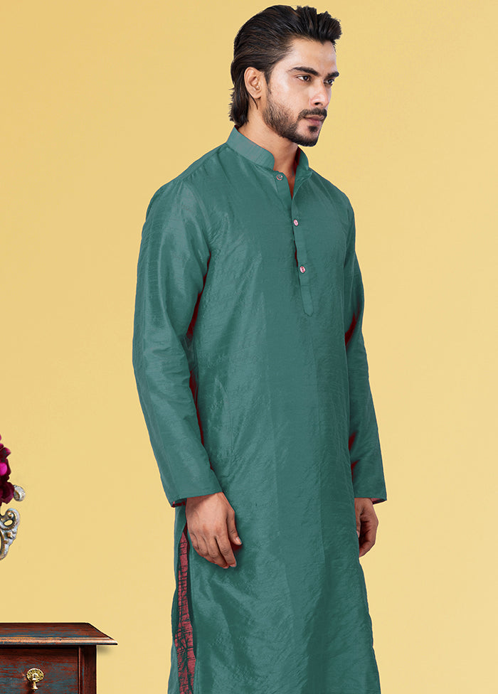 2 Pc Multicolor Dupion Silk Kurta Pajama Set - Indian Silk House Agencies