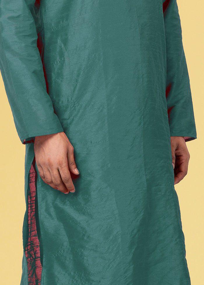 2 Pc Multicolor Dupion Silk Kurta Pajama Set - Indian Silk House Agencies