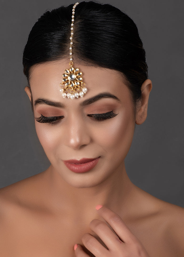 Gold Tone Kundan Maang Tikka With Pearls - Indian Silk House Agencies