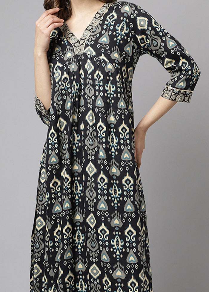 2 Pc Black Readymade Cotton Kurti Set - Indian Silk House Agencies