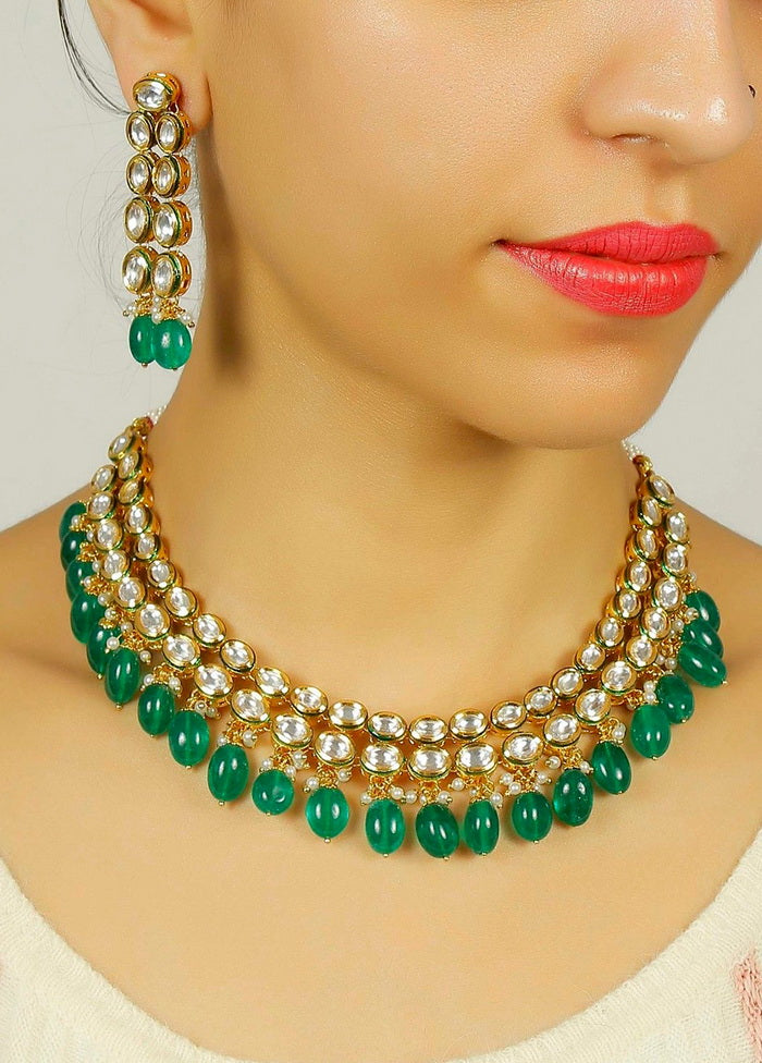Hand Crafted Base Metal Alloy Gold Plated Kundan Stone Studded Jewellery Sets - Indian Silk House Agencies