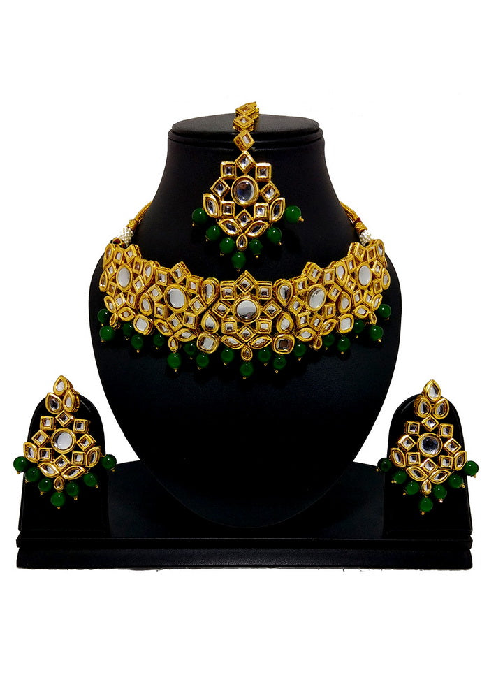 Hand Crafted Base Metal Alloy Gold Plated Kundan Stone Studded Jewellery Sets - Indian Silk House Agencies