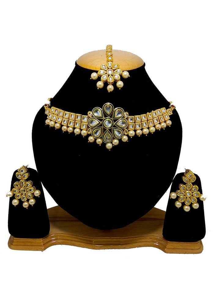 Hand Crafted Base Metal Alloy Gold Plated Kundan Stone Studded Jewellery Sets - Indian Silk House Agencies