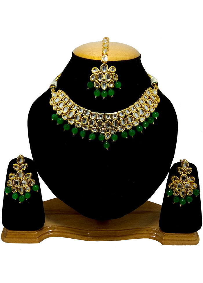 Hand Crafted Base Metal Alloy Gold Plated Kundan Stone Studded Jewellery Sets - Indian Silk House Agencies
