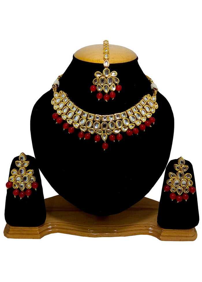 Hand Crafted Base Metal Alloy Gold Plated Kundan Stone Studded Jewellery Sets - Indian Silk House Agencies