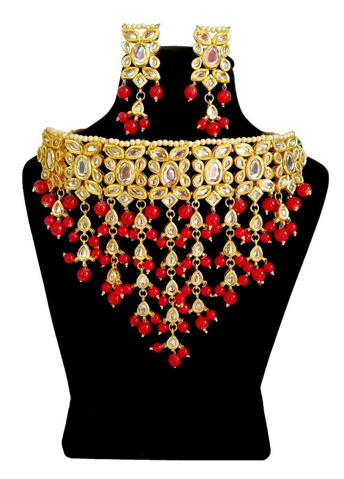 Hand Crafted Base Metal Alloy Gold Plated Kundan Stone Studded Jewellery Sets - Indian Silk House Agencies