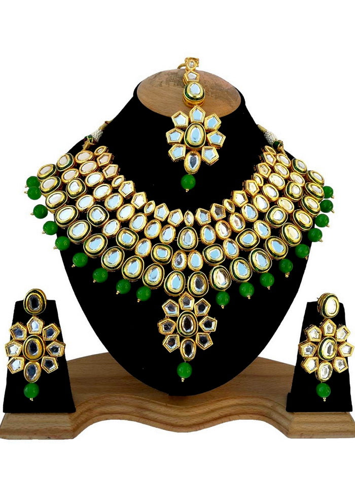 Hand Crafted Base Metal Alloy Gold Plated Kundan Stone Studded Jewellery Sets - Indian Silk House Agencies