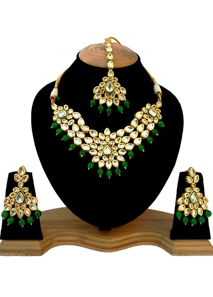 Hand Crafted Base Metal Alloy Gold Plated Kundan Stone Studded Jewellery Sets - Indian Silk House Agencies