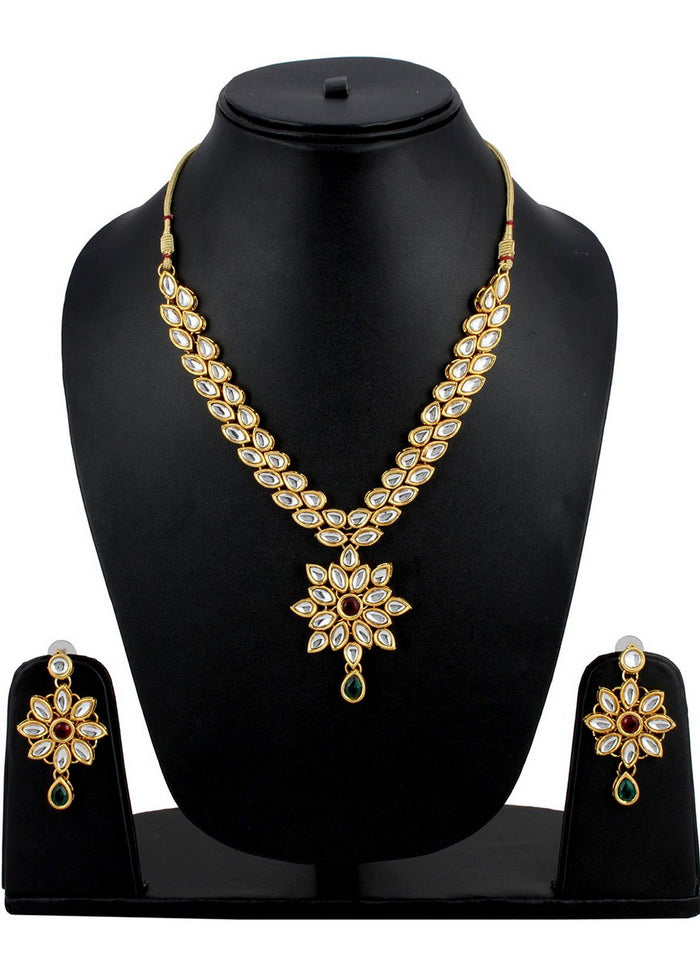 Hand Crafted Base Metal Alloy Gold Plated Kundan Stone Studded Jewellery Sets - Indian Silk House Agencies