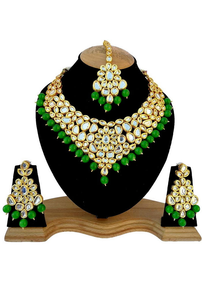Hand Crafted Base Metal Alloy Gold Plated Kundan Stone Studded Jewellery Sets - Indian Silk House Agencies