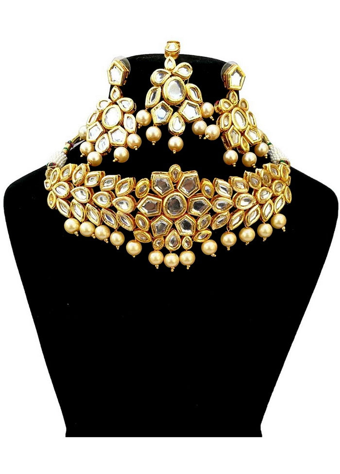 Hand Crafted Base Metal Alloy Gold Plated Kundan Stone Studded Jewellery Sets - Indian Silk House Agencies